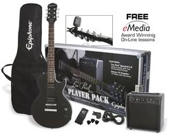Epiphone Les Paul Player Pack el-guitar, pakkeløsning Ebony  **udsolgt**