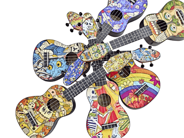 Ortega K2-68 - Soprano ukulele-pack, Peace 68