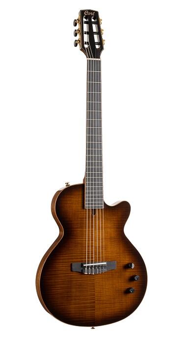 CORT Sunset Nylectric DLX, Nylon, Tobacco Sunburst, Preamp, Gigbag