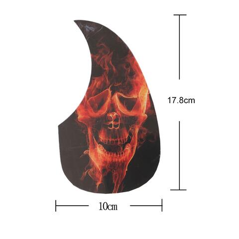 Pickguard - Teardrop Shape - Flame Skull