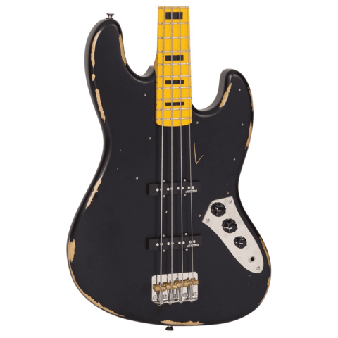 Vintage VJ74 Icon Bass MN, Distressed Black